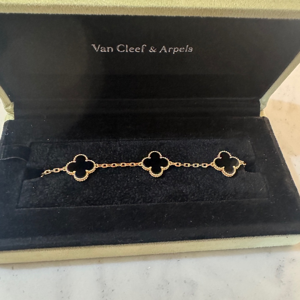 Van Cleef & Arpels Gold and Black Clover Bracelet